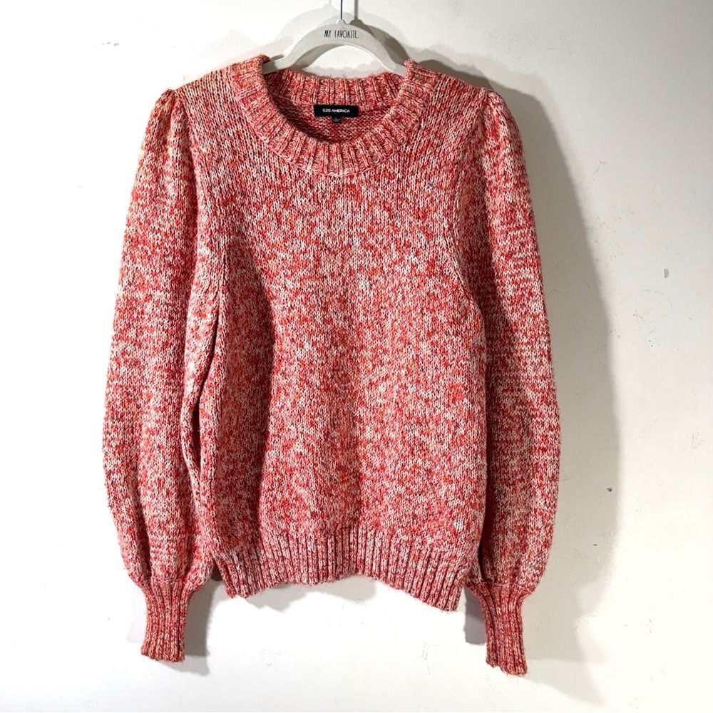 525 America Red and White Pauline Balloon Sleeve Sweater Large